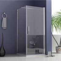 3 Sided Shower Enclosure with Simple Shower Room Panel, Chrome Finish