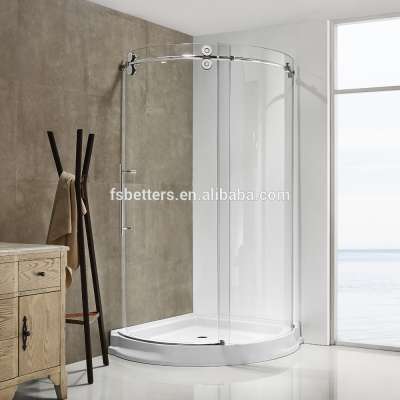 No.1 Top Sell Integrated Arc Big Roller Tempered Glass Hotel Simple Shower Room