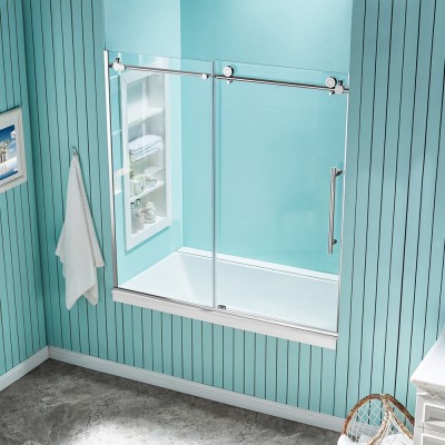 2018 Popular Bathtub Big Rollers Frame Adjustable Glass Hotel Shower Doors