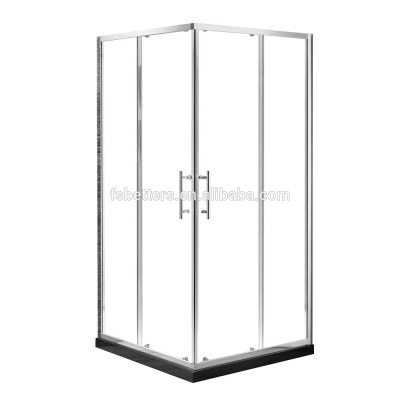 Aluminium Frame Simple tempered glass Hotel Cheap Double Sliding Door Shower Door